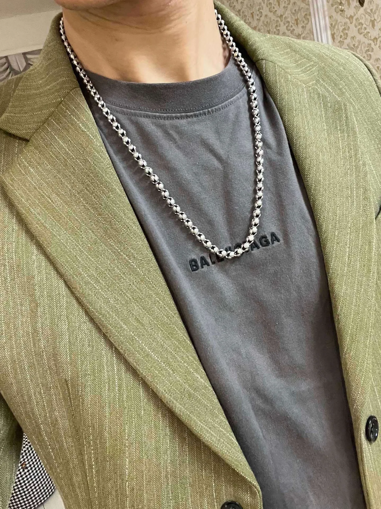 Gucci Silver Black Textured Spherical Links Oxidized Finish Jewelry 6