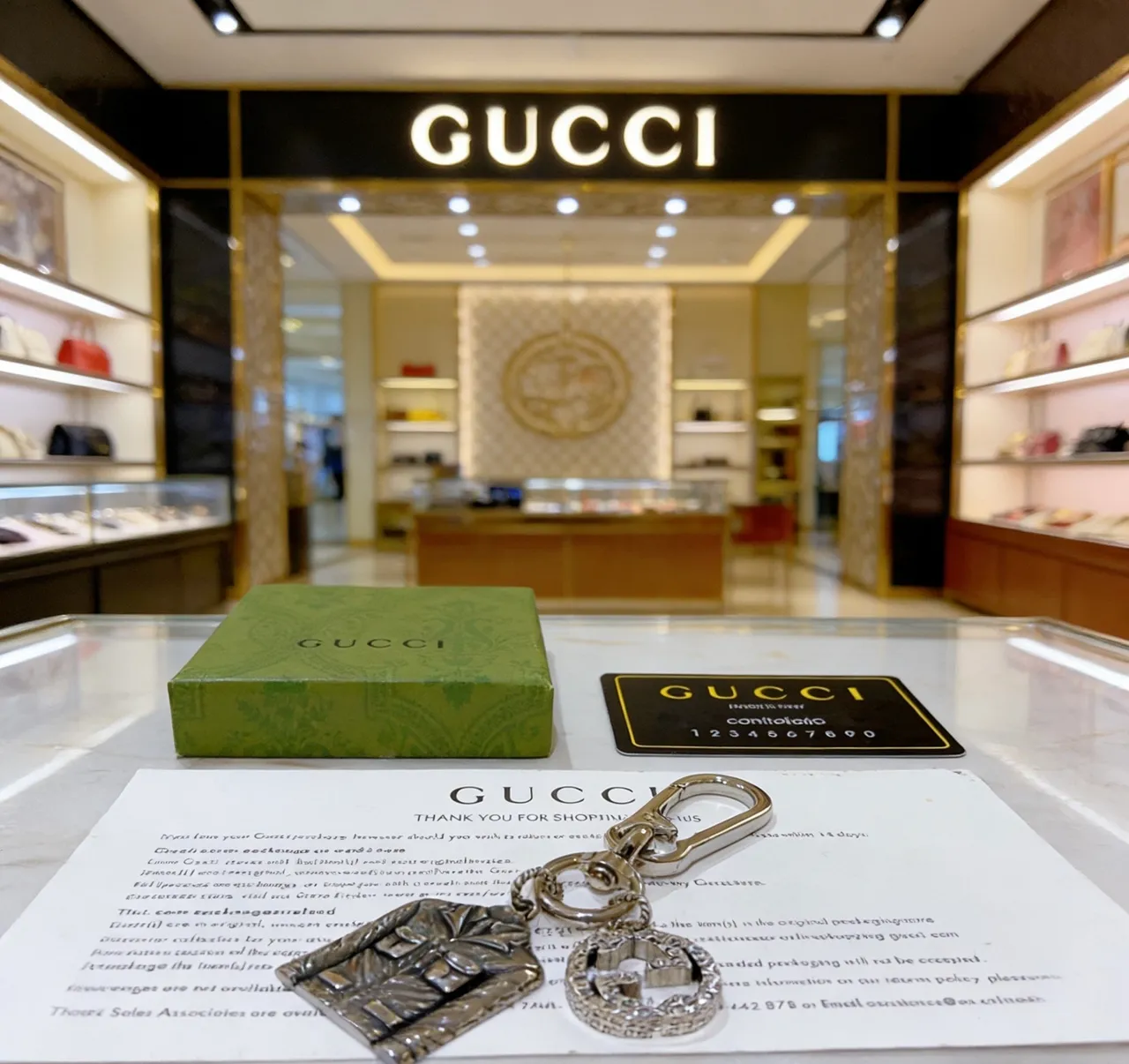 Gucci Silver Green Metallic Jacket-Shaped Charm Bracelet 2
