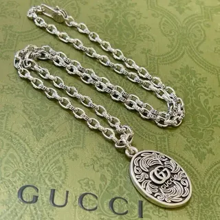 Gucci Silver Ornamental Scrollwork Necklace