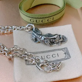Gucci Silver-Toned Mythical Beast Pendant Necklace