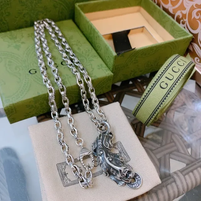 Gucci Silver-Toned Mythical Beast Pendant Necklace 8