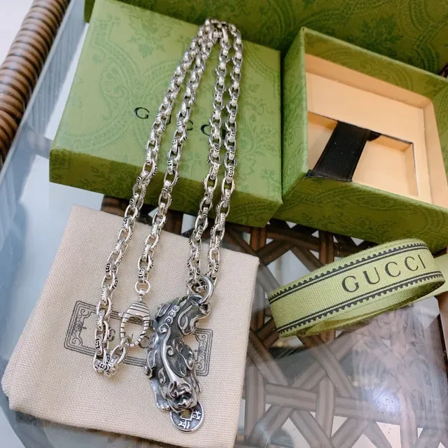 Gucci Silver-Toned Mythical Beast Pendant Necklace 9