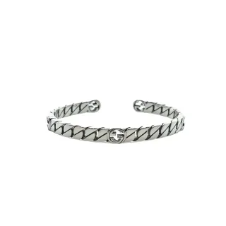 Gucci Silver Twisted-Link Chain Interlocking G Logo Bracelet