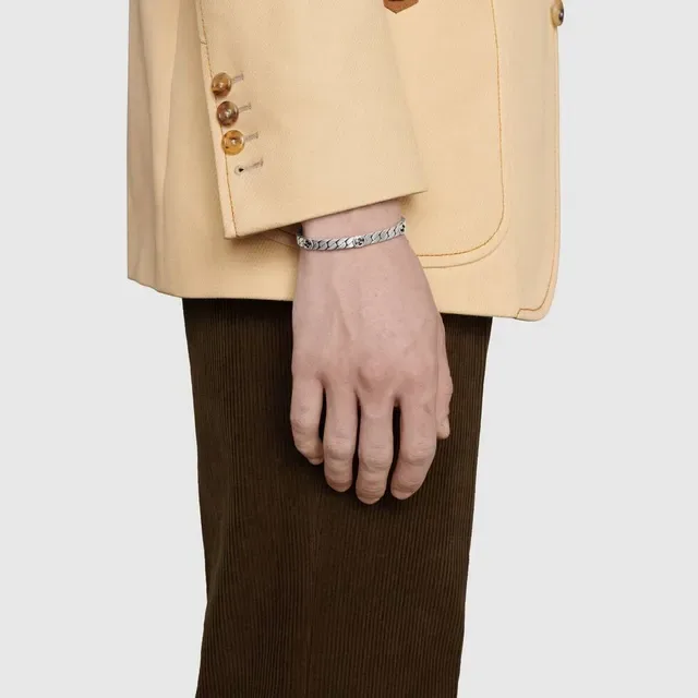 Gucci Silver Twisted-Link Chain Interlocking G Logo Bracelet 2