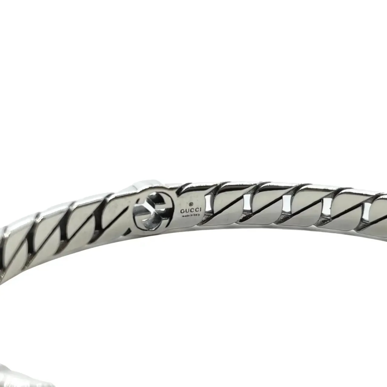 Gucci Silver Twisted-Link Chain Interlocking G Logo Bracelet 6