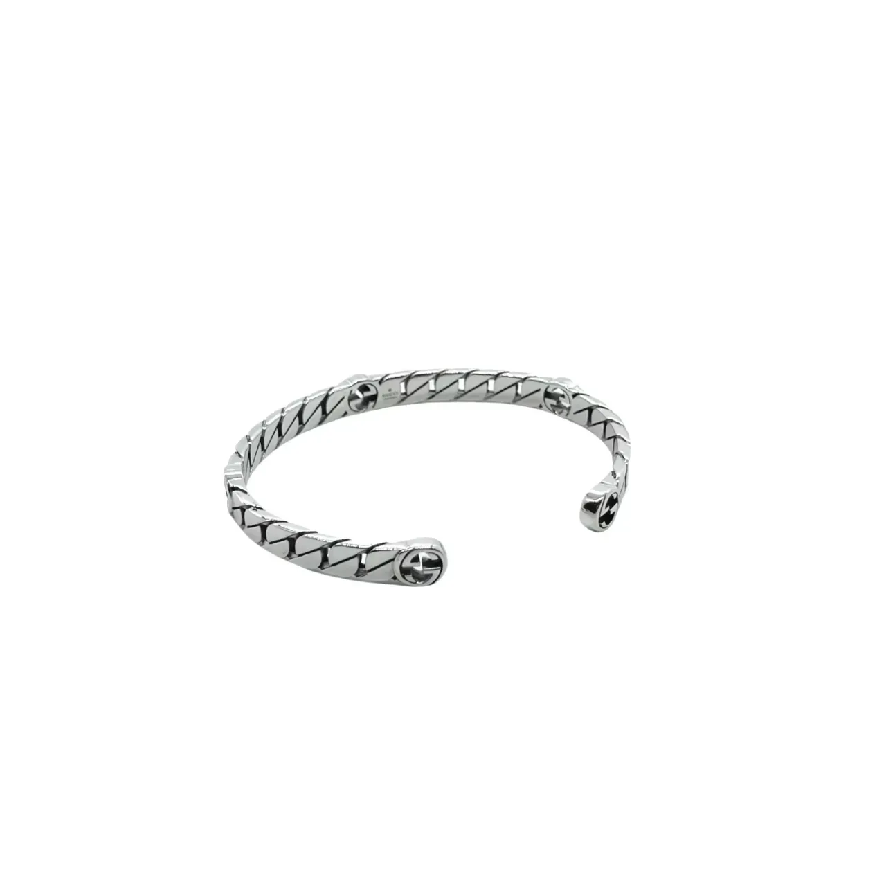 Gucci Silver Twisted-Link Chain Interlocking G Logo Bracelet 7