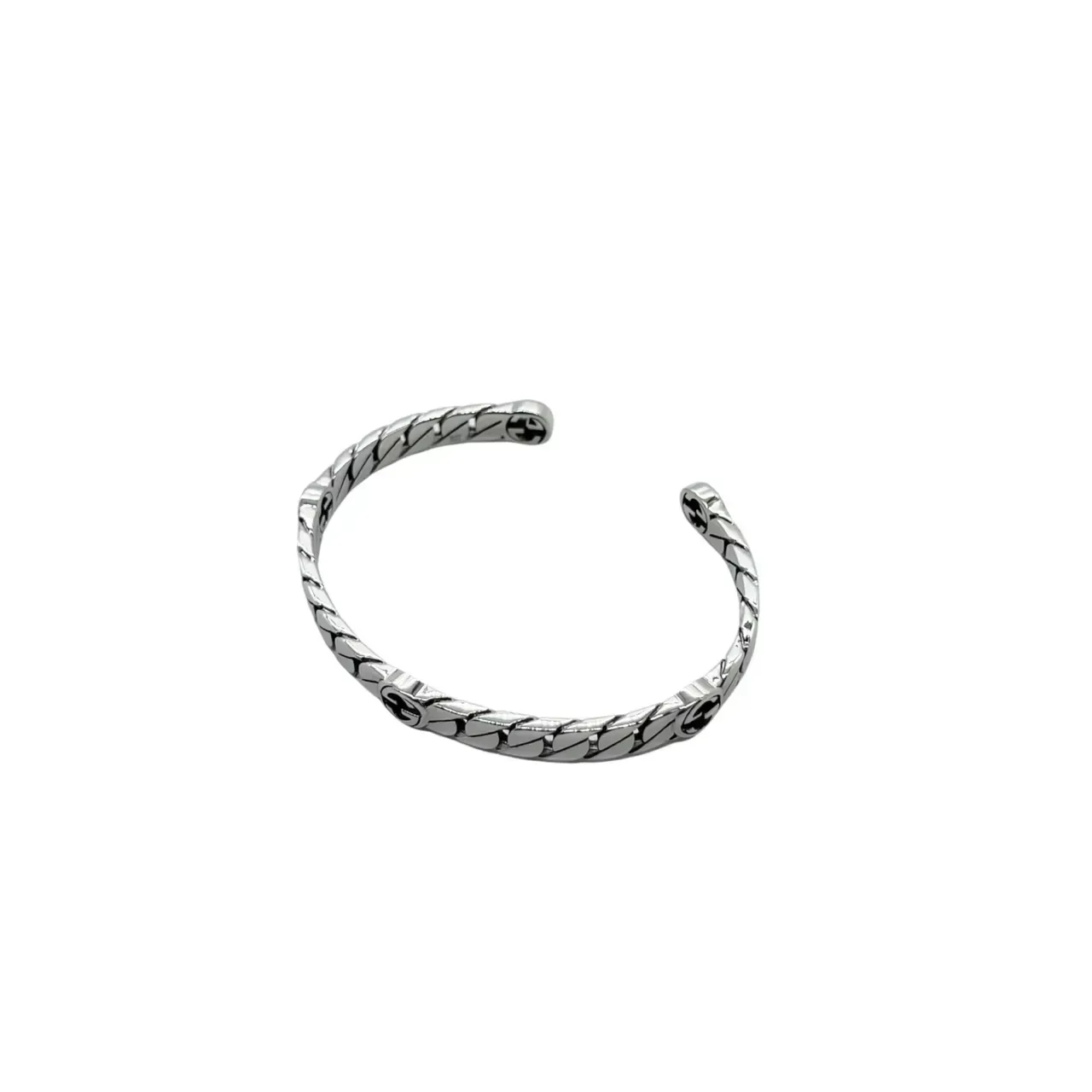 Gucci Silver Twisted-Link Chain Interlocking G Logo Bracelet 8