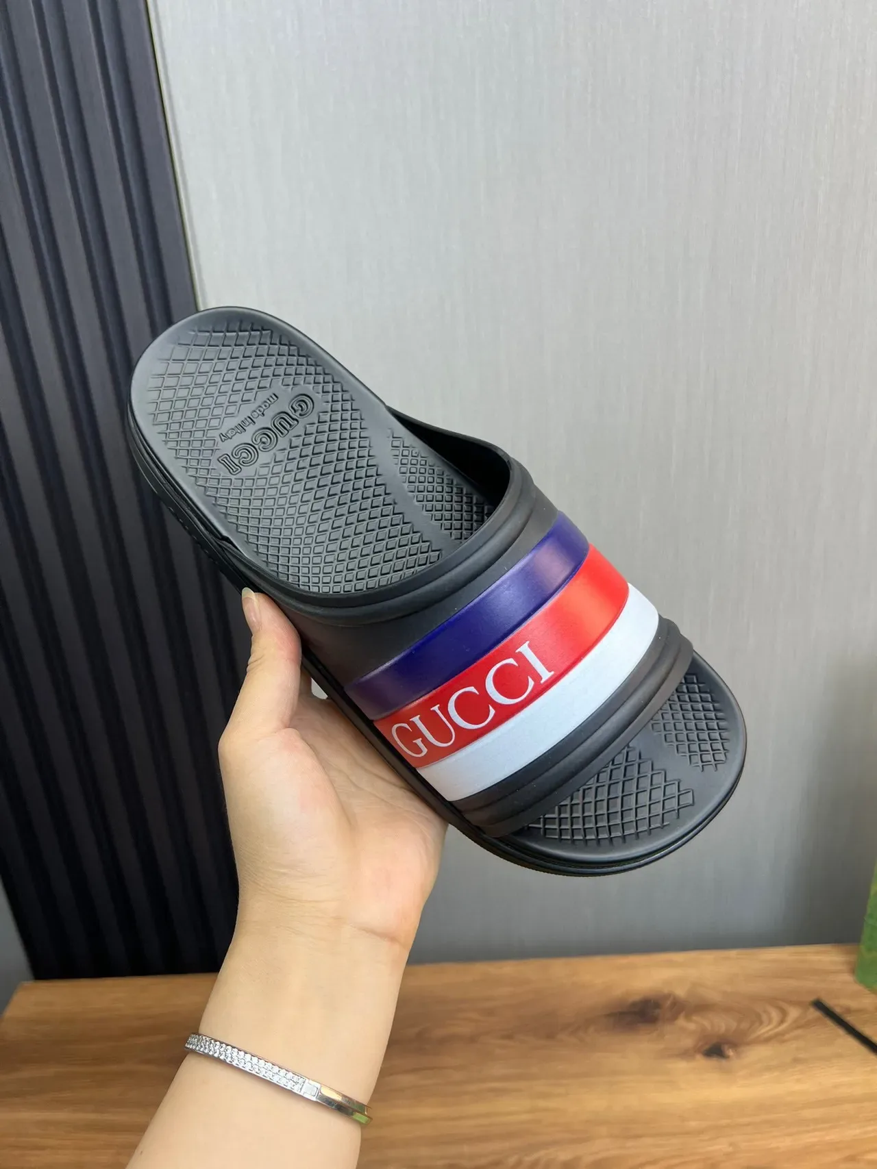 Gucci Slide Multicolor Web Stripe Slipper 7