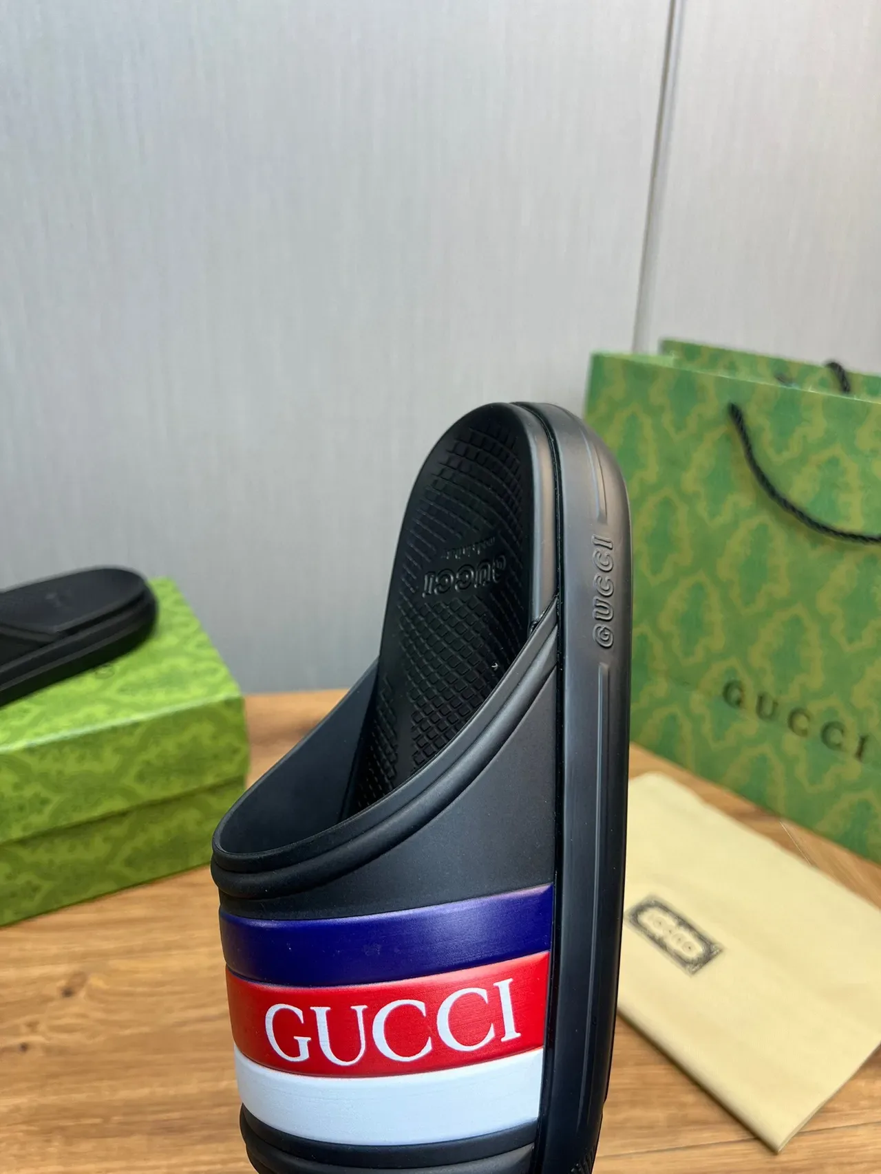 Gucci Slide Multicolor Web Stripe Slipper 8