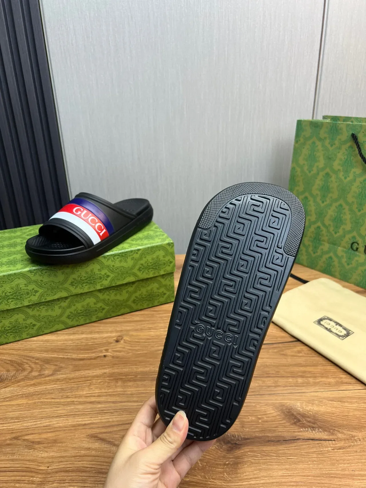 Gucci Slide Multicolor Web Stripe Slipper 9