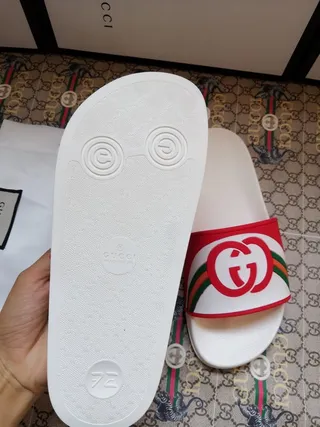 Gucci Slide White Red Green Web Strap Slippers 4