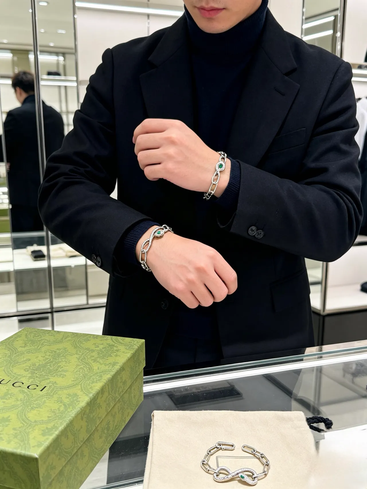 Gucci Snake Motif Silver Chain Bracelet 5
