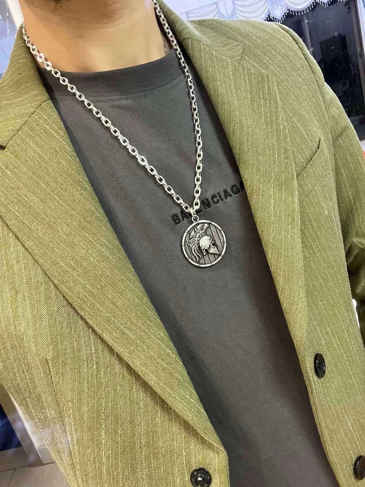 Gucci Collier Médaillon Casque Spartiate Argent 2