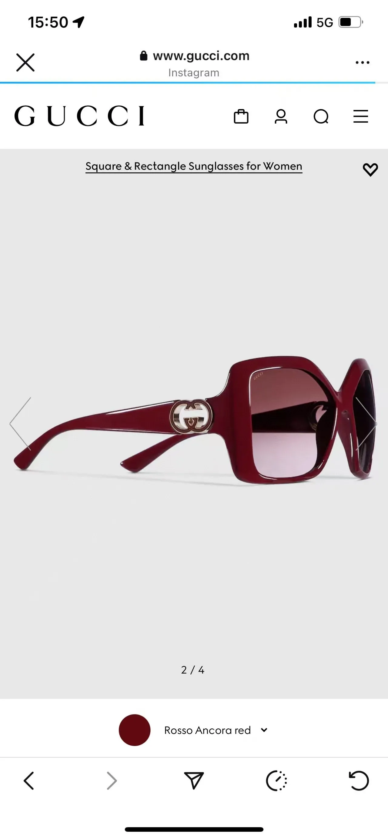 Gucci Square Frame Pink Brown Acetate Interlocking G Hardware Sunglasses 9