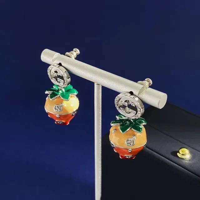 Gucci Strawberry Motif Crystal Double G Dangling Earrings 4