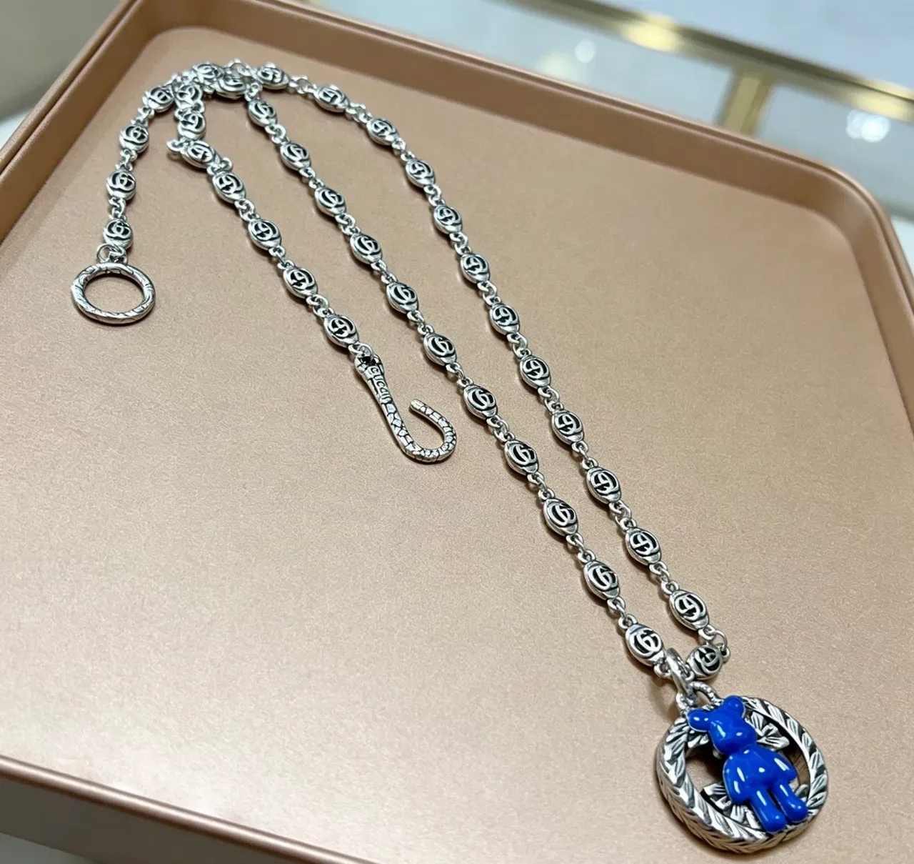 Gucci Teddy Bear Enamel Pendant Necklace 4