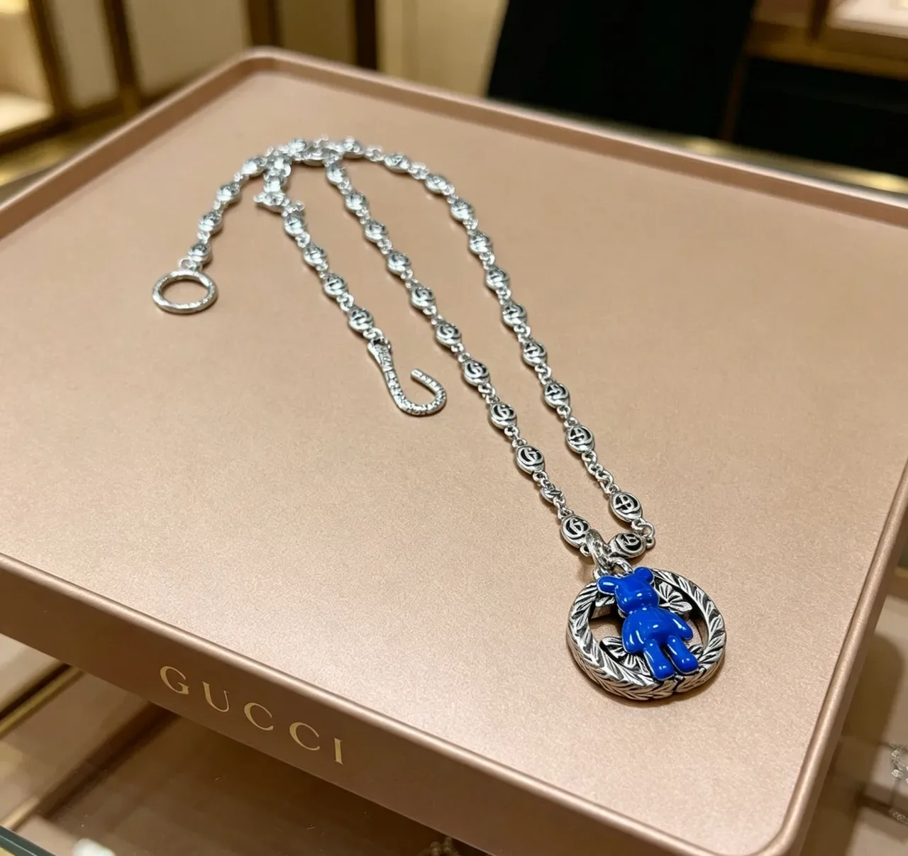 Gucci Teddy Bear Enamel Pendant Necklace 6