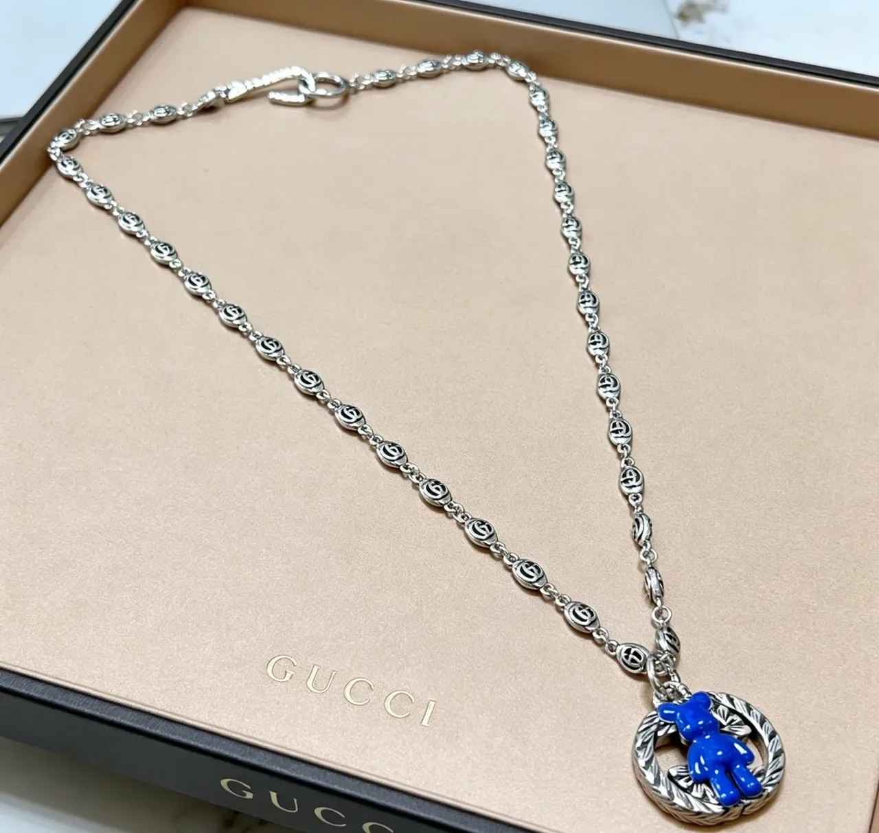 Gucci Teddy Bear Enamel Pendant Necklace 9