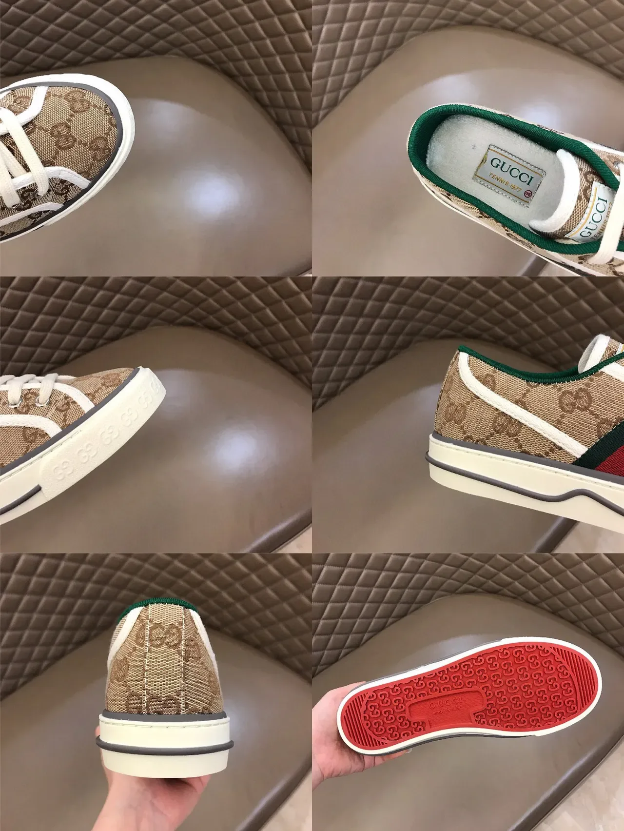 Sneakers Gucci Tennis 1977 Beige GG Monogram Web Stripe Lifestyle 2