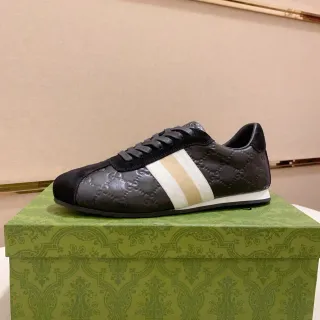 Gucci Tennis 1977 حذاء رياضي أسود جلد منقوش وشامواه أسلوب حياة