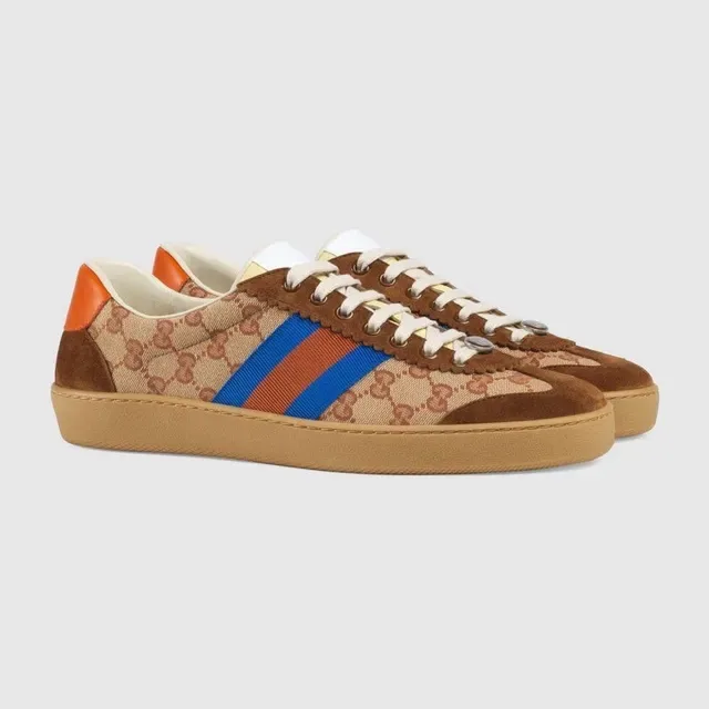 Gucci Tennis 1977 GG Monogram Canvas and Suede Web Stripe Lifestyle Sneakers 3