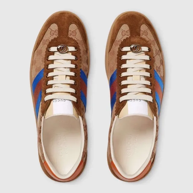 Gucci Tennis 1977 GG Monogram Canvas and Suede Web Stripe Lifestyle Sneakers 5