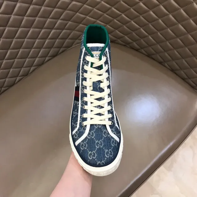 Gucci Tennis 1977 GG Monogram Denim Blue High-Top Lifestyle Sneakers 5