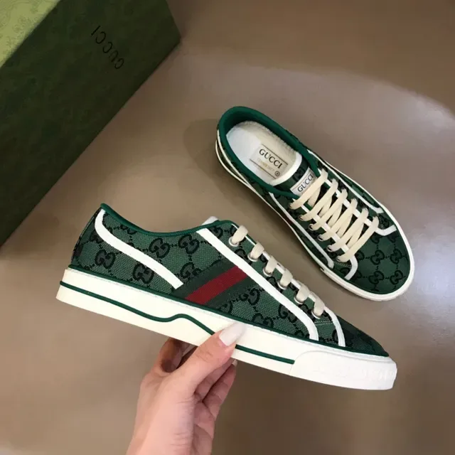 Gucci Tennis 1977 Green GG Supreme Canvas Lifestyle Sneakers 6