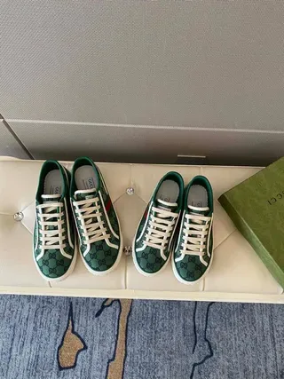 Gucci Tennis 1977 Green Monogram Web Stripe Lifestyle Sneakers 4