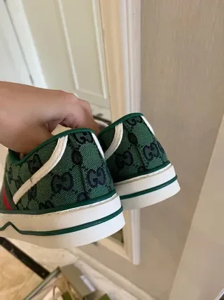 Gucci Tennis 1977 Green Monogram Web Stripe Lifestyle Sneakers 5