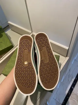 Gucci Tennis 1977 Green Monogram Web Stripe Lifestyle Sneakers 6