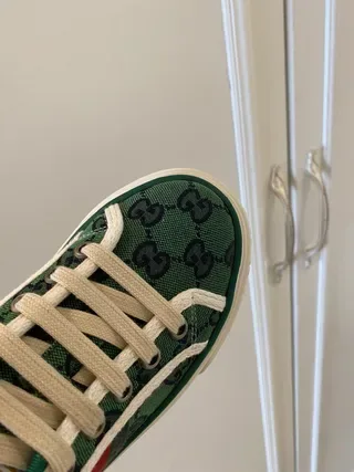 Gucci Tennis 1977 Green Monogram Web Stripe Lifestyle Sneakers 9
