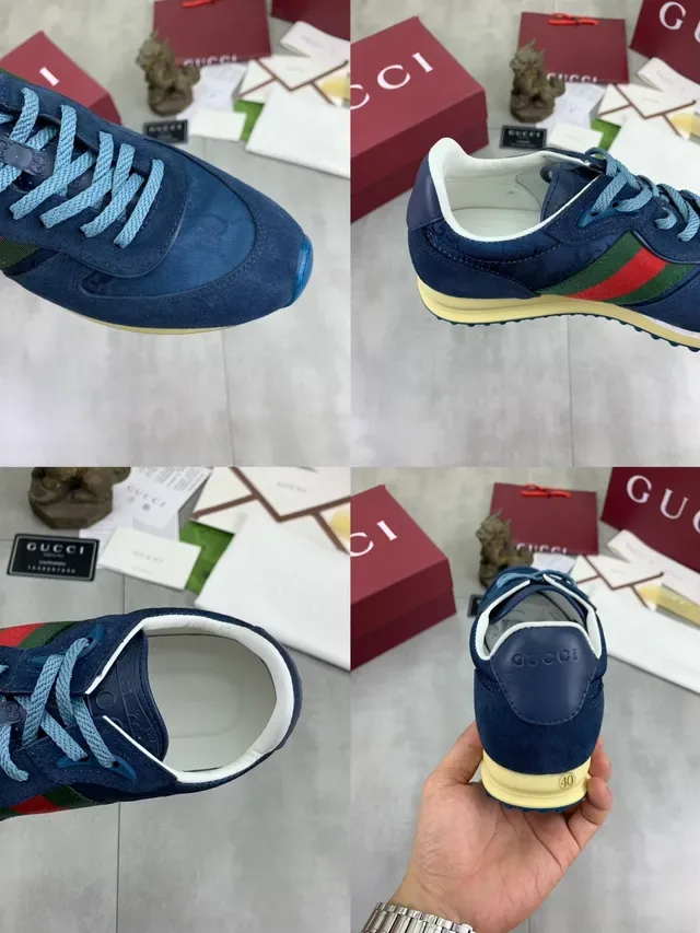 Gucci Tennis 1977 Navy Suede Web Stripe Lifestyle Sneakers 2