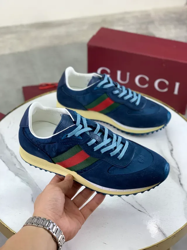 Gucci Tennis 1977 Navy Suede Web Stripe Lifestyle Sneakers 4