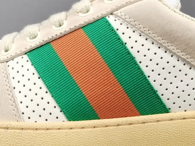 Gucci Tennis 1977 Off-White Green Orange Web Stripe Lifestyle Sneakers 5
