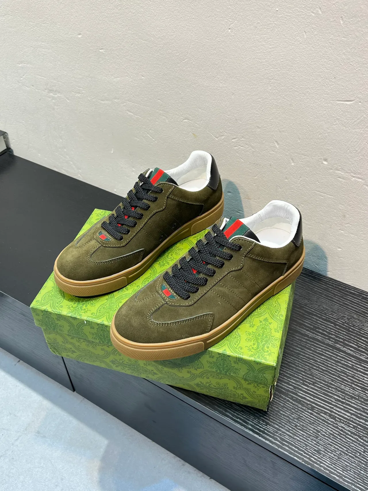 Gucci Tennis 1977 Olive Green Suede Lifestyle Sneakers 3