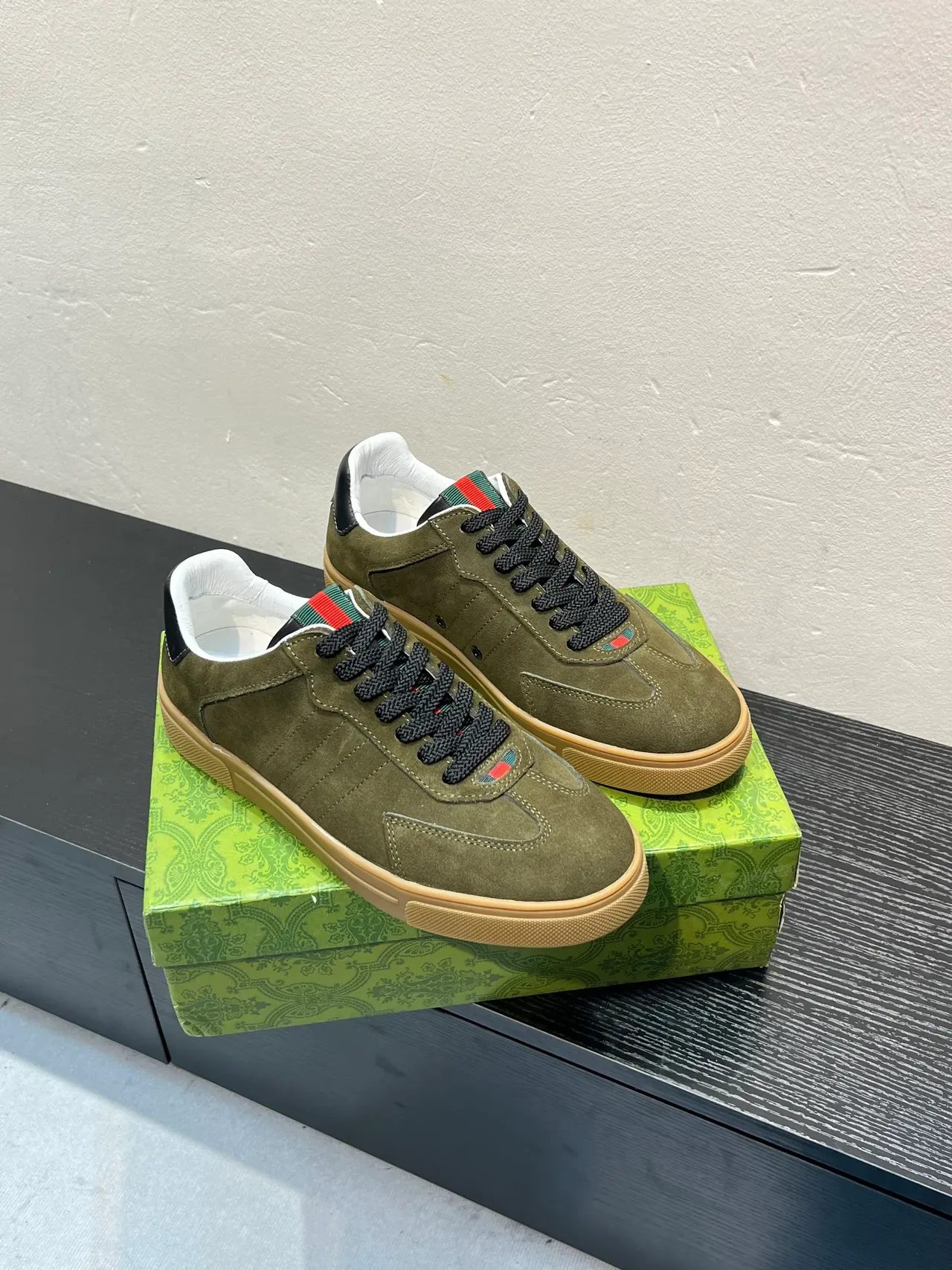 Gucci Tennis 1977 Olive Green Suede Lifestyle Sneakers 5