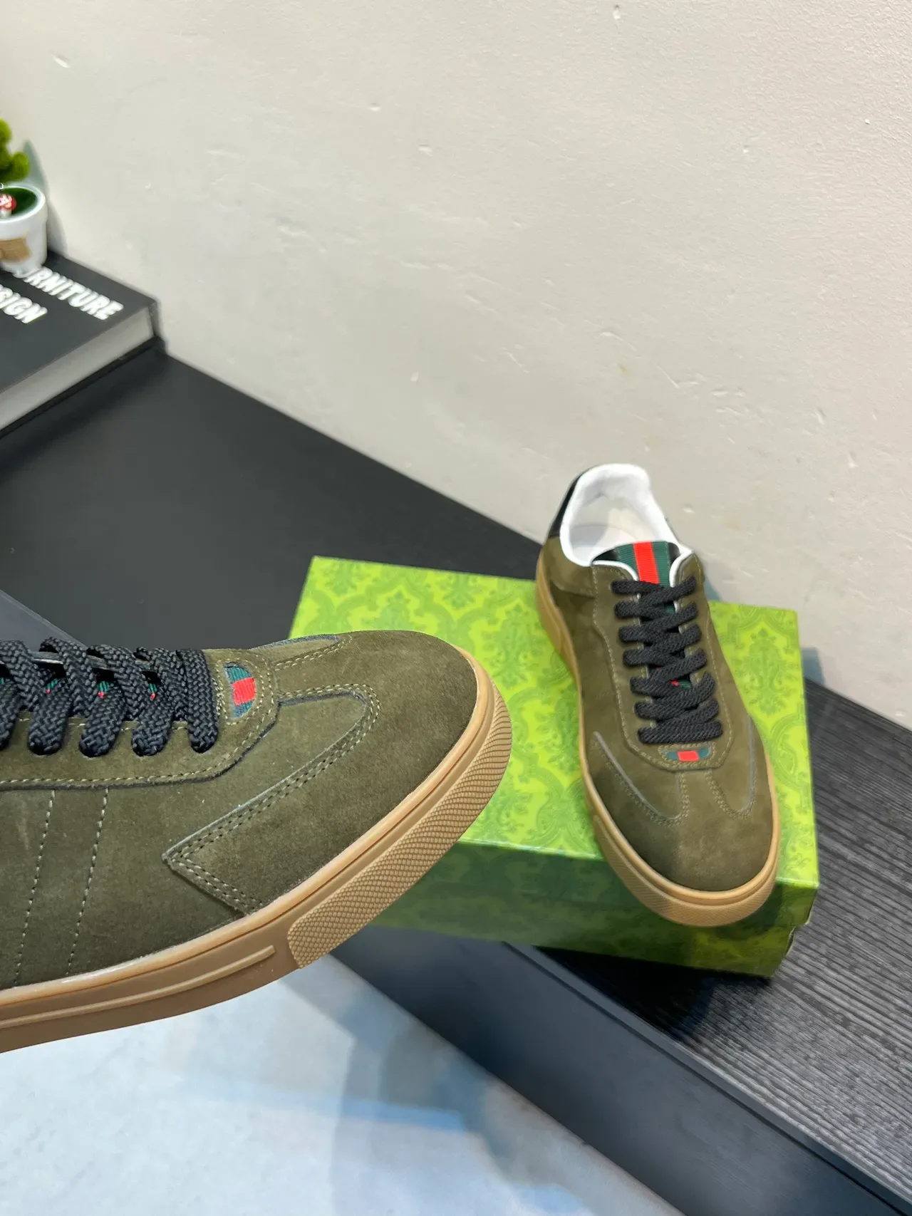 Gucci Tennis 1977 Olive Green Suede Lifestyle Sneakers 6