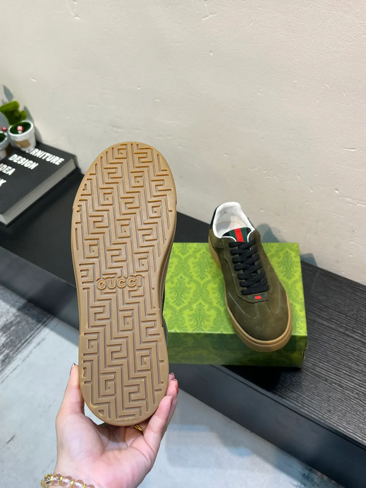 Gucci Tennis 1977 Olive Green Suede Lifestyle Sneakers 7