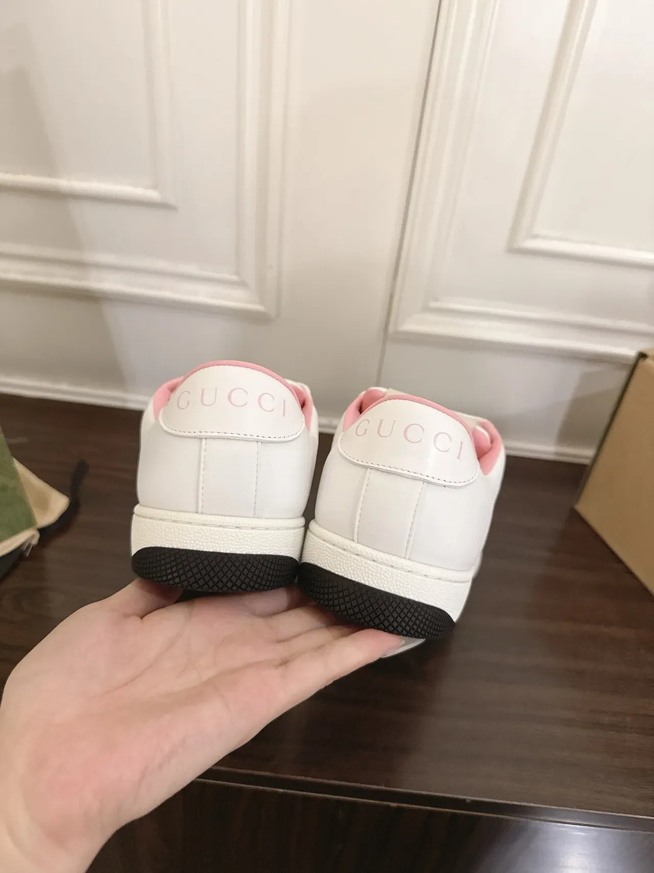 Gucci Tennis 1977 White and Pink Web Stripe Lifestyle Sneakers 3