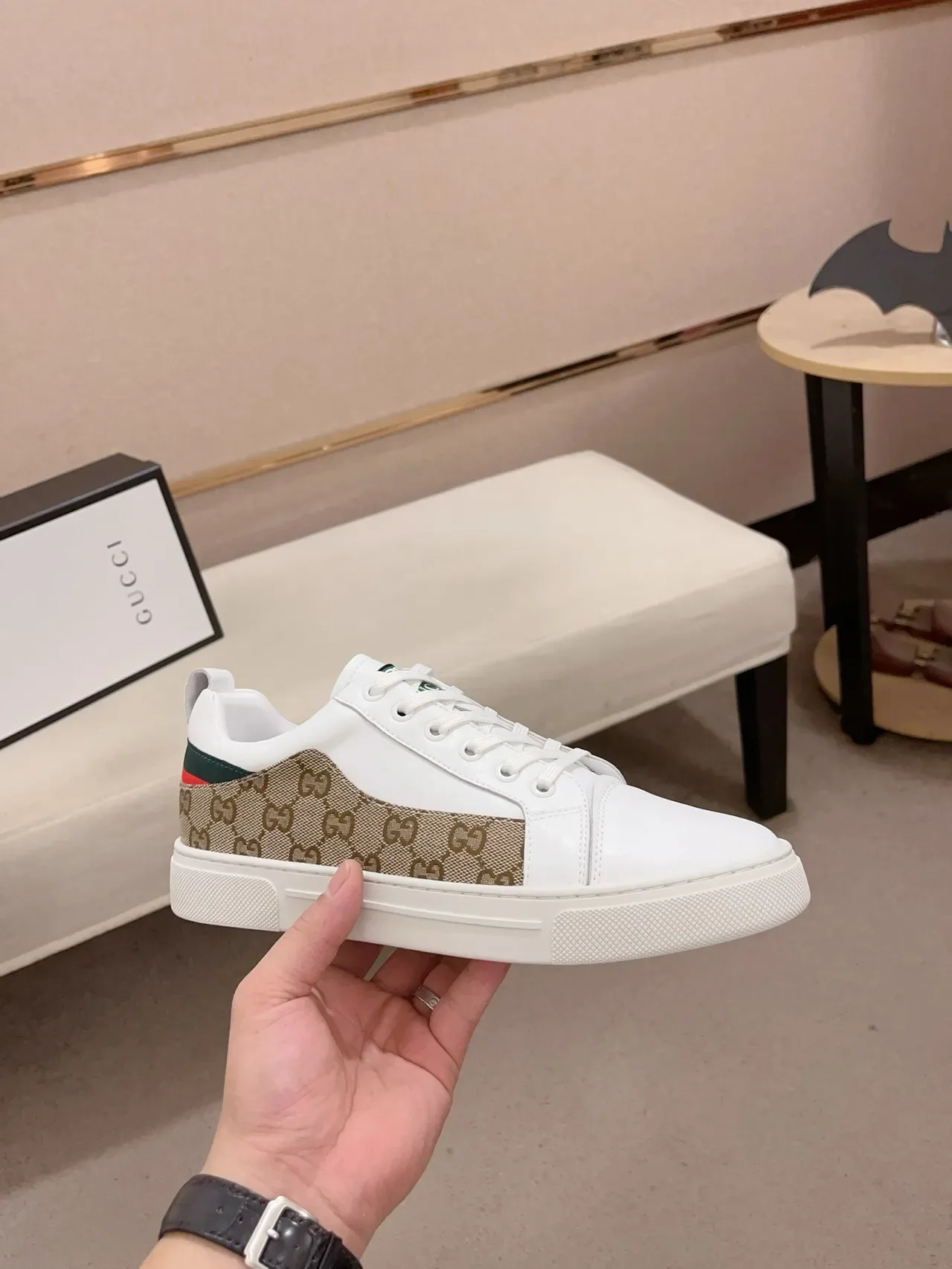 Gucci Tennis 1977 White Beige Green Red Lifestyle Sneakers 4