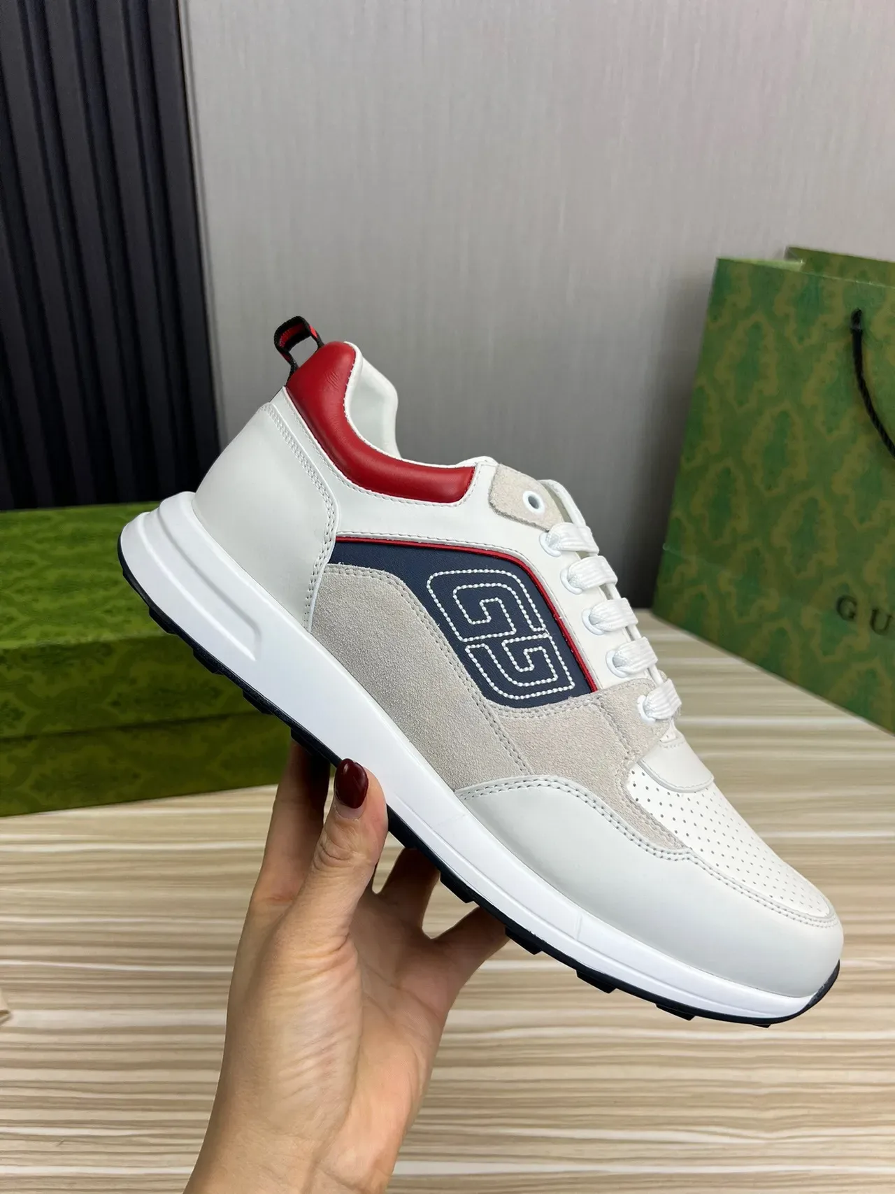 Gucci Tennis 1977 White Beige Navy Red Lifestyle Sneakers 5