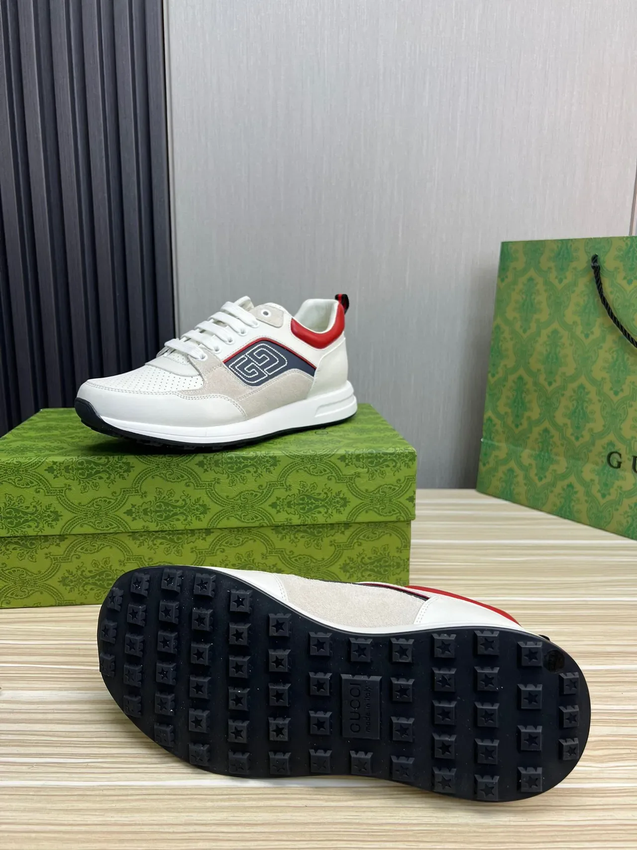 Gucci Tennis 1977 White Beige Navy Red Lifestyle Sneakers 7