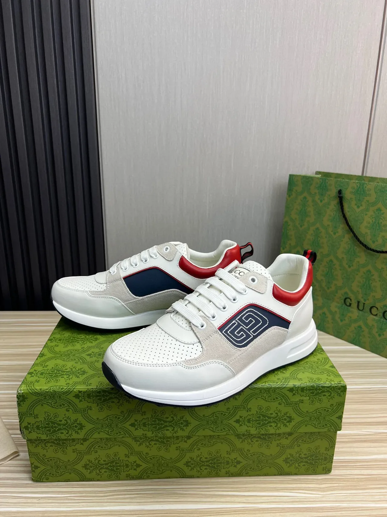 Gucci Tennis 1977 White Beige Navy Red Lifestyle Sneakers 8