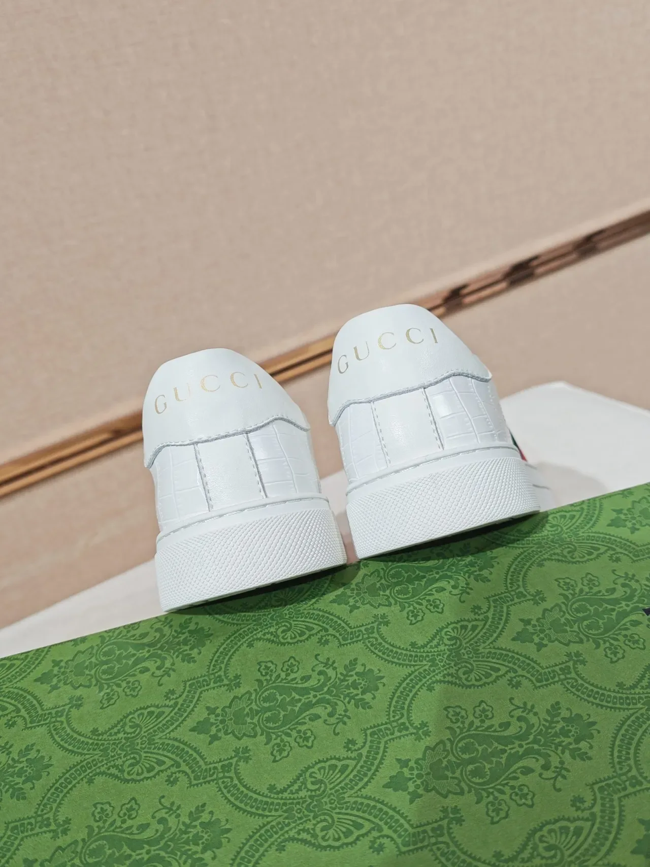 Gucci Tennis 1977 White Croc-Embossed Web Stripe Lifestyle Sneakers 3