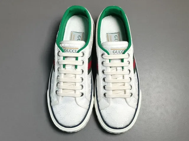Gucci Tennis 1977 White Green Red Web Stripe Lifestyle Sneakers 12