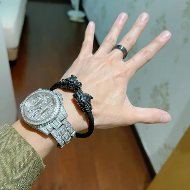 Gucci Tiger Head Twisted Cable Black Bracelet 5