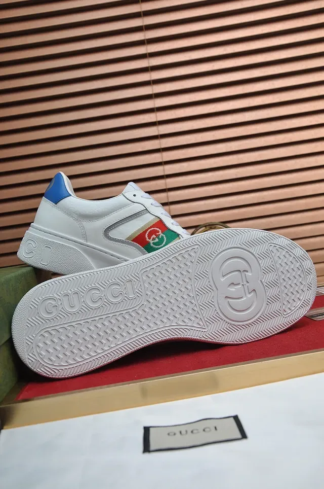 Gucci White Multicolor Leather Upper Red-Green Web Stripe Lifestyle Sneakers 4