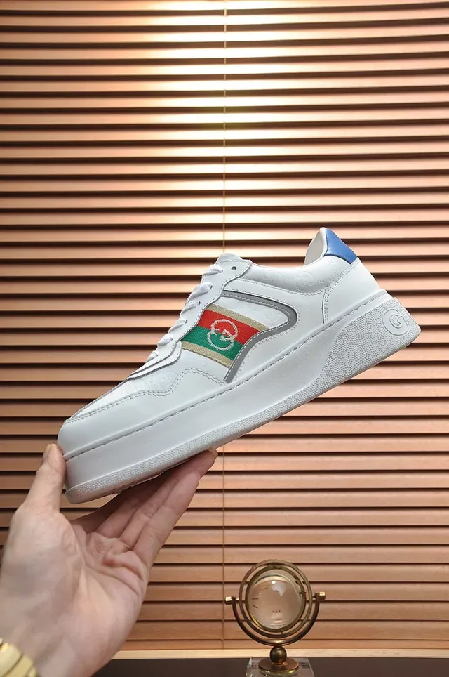 Gucci White Multicolor Leather Upper Red-Green Web Stripe Lifestyle Sneakers 6