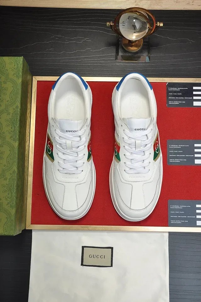 Gucci White Multicolor Leather Upper Red-Green Web Stripe Lifestyle Sneakers 9